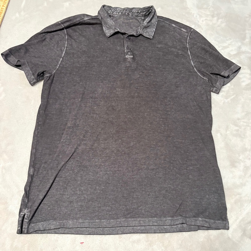John Varvatos Burnout Wash Polo Shirt Mens Grey Size L Short Sleeve K4245W1B